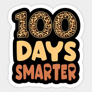 100 Days Smarter Teacher Leopard 100th Day Of School Kids Sticker